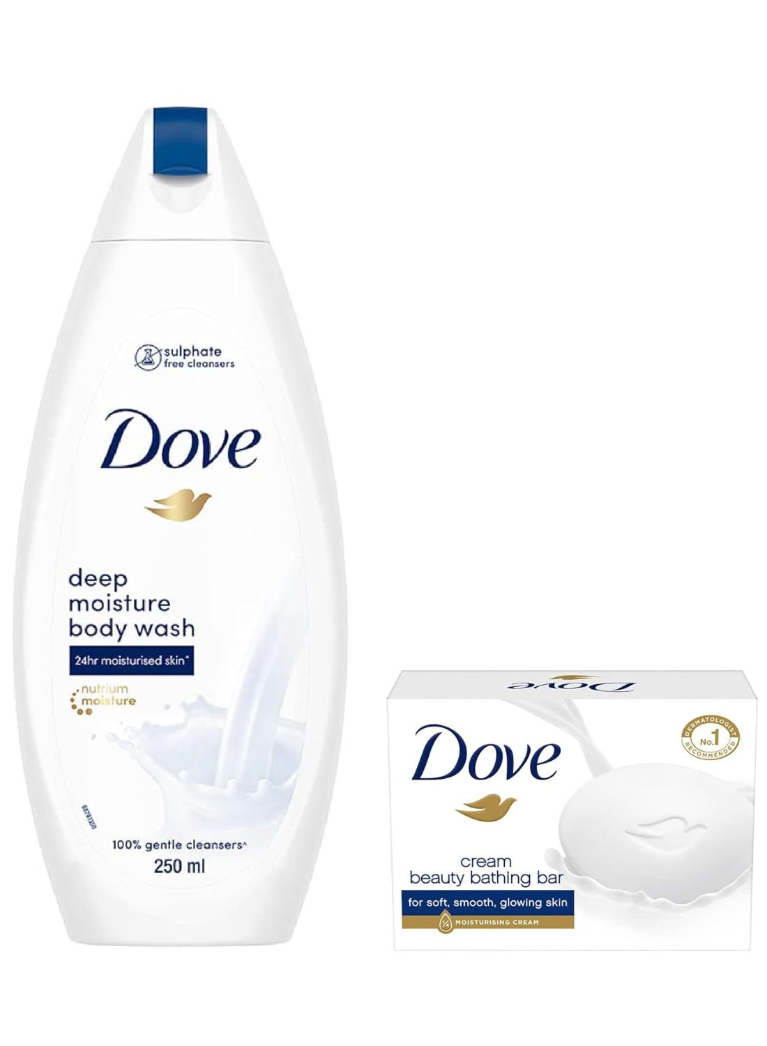 Dove Deeply Nourishing Body Wash 250ml & Dove Cream Beauty Bathing Bar 100 g Combo
